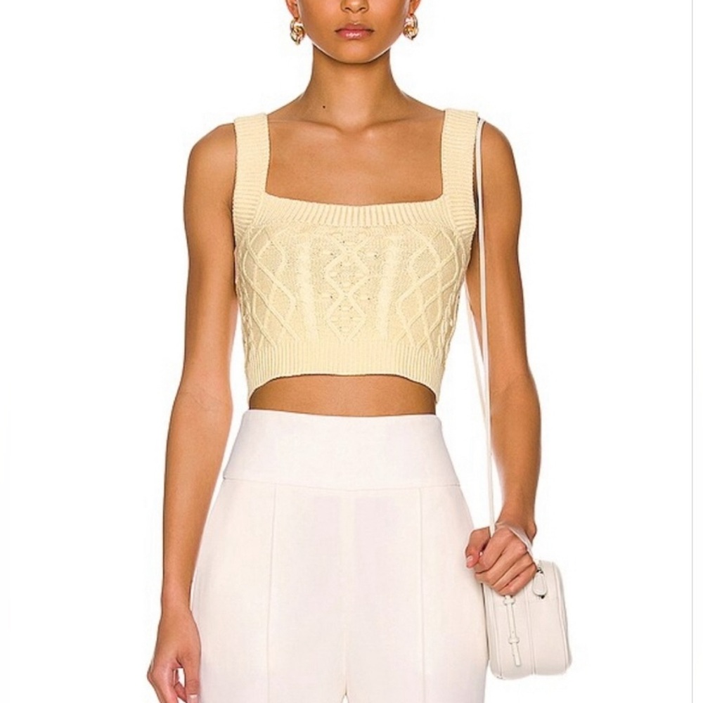 Loulou Studio Cream Ribbed Crop Tank Top